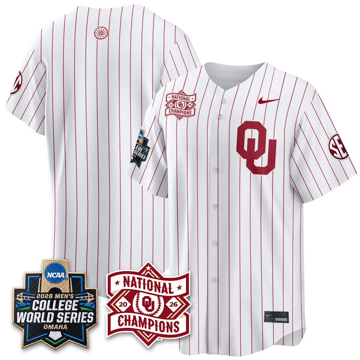 OU 2026 NCAA Baseball College World Series Champions Vapor Jersey - Stitched-DTD