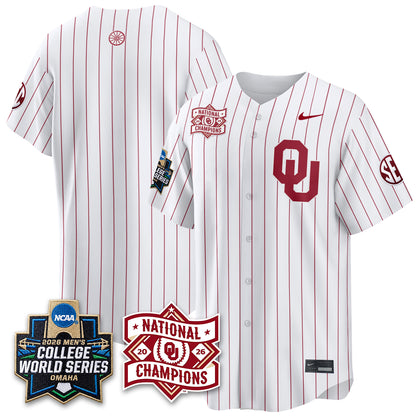 OU 2026 NCAA Baseball College World Series Champions Vapor Jersey - Stitched-DTD
