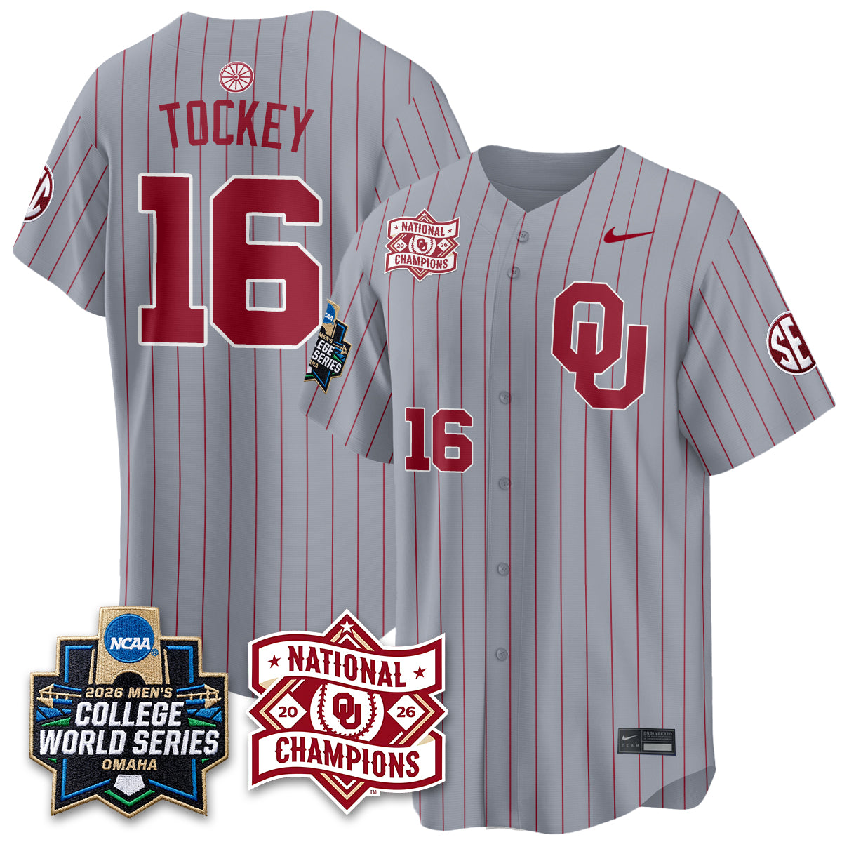 OU 2026 NCAA Baseball College World Series Champions Vapor Jersey - Stitched-DTD