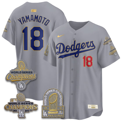 LAD Gold Collection Stadium Vapor Limited Jersey - Back to Back 9x Champs - All Stitched-DTD