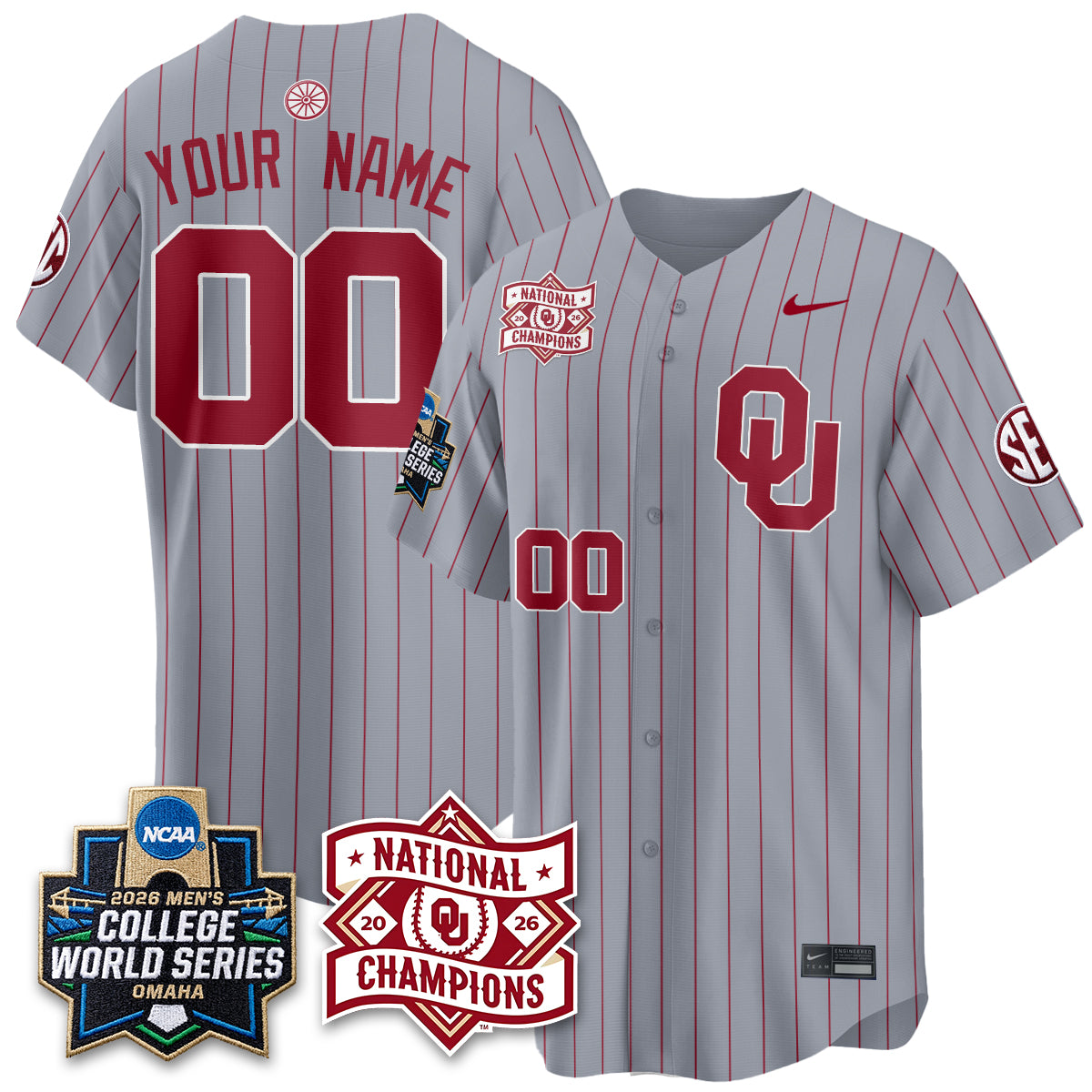 OU 2026 NCAA Baseball College World Series Champions Vapor Custom Jersey - Stitched-DTD