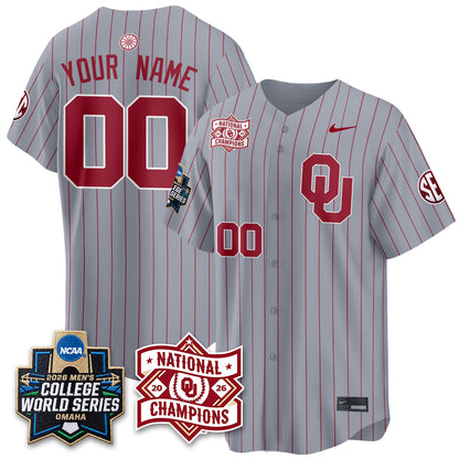 OU 2026 NCAA Baseball College World Series Champions Vapor Custom Jersey - Stitched-DTD