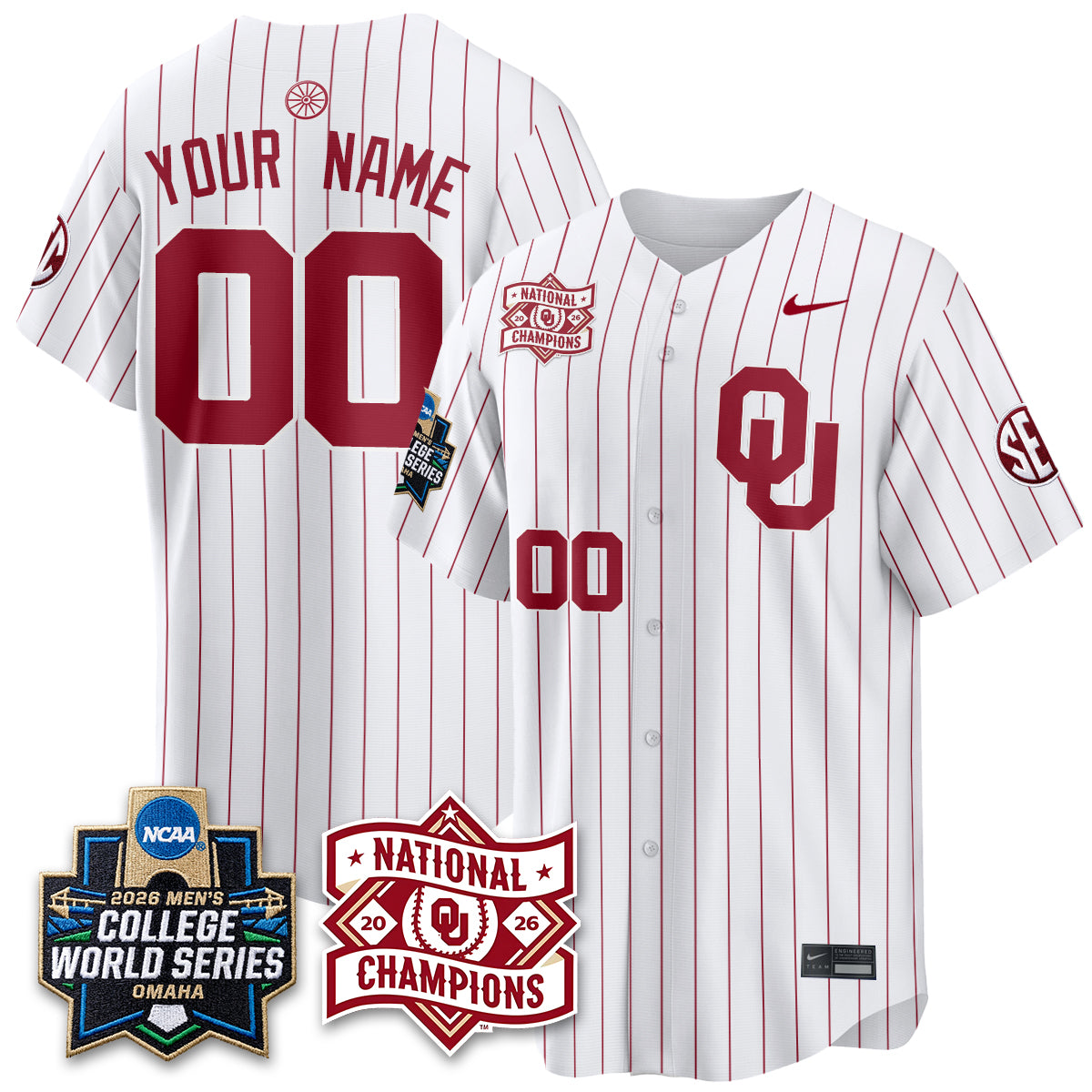 OU 2026 NCAA Baseball College World Series Champions Vapor Custom Jersey - Stitched-DTD