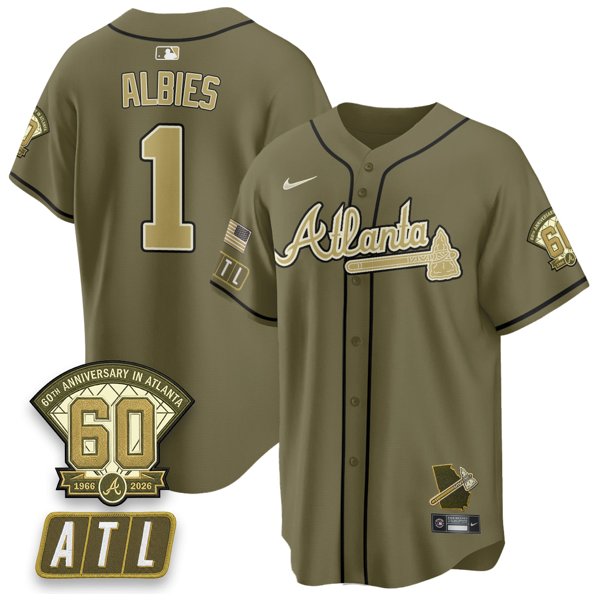 ATL New Era Olive 2026 Armed Forces Day Vapor Limited Jersey - All Stitched-DTD