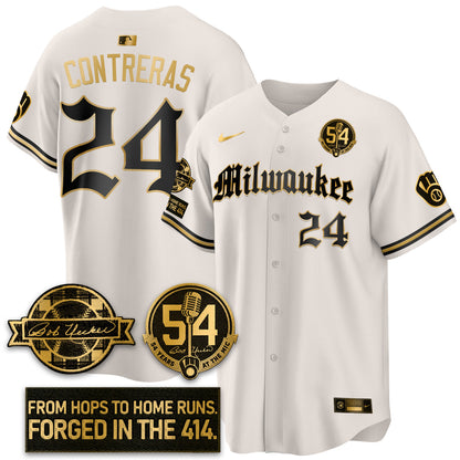 MIL Bob Uecker Patch Vapor Premier Limited Jersey - Gothic Edition - All Stitched-DTD