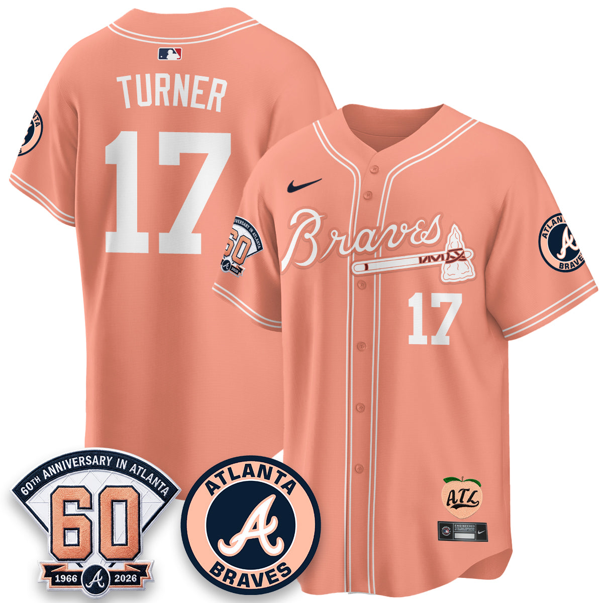 ATL 60th Anniversary Peach Edition Vapor Premier Limited Jersey - All Stitched-DTD