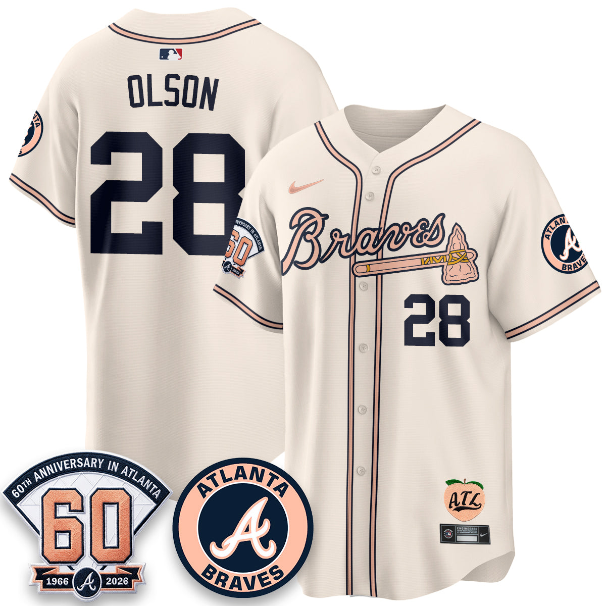 ATL 60th Anniversary Peach Edition Vapor Premier Limited Jersey - All Stitched-DTD