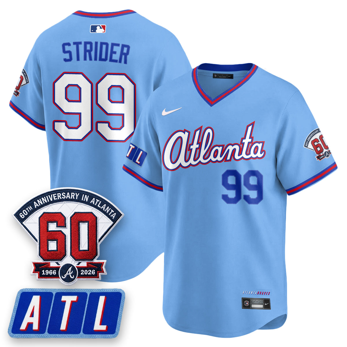 ATL 2026 City Connect - 60th Anniversary in Atlanta Patch Vapor Limited Jersey - All Stitched-DTD