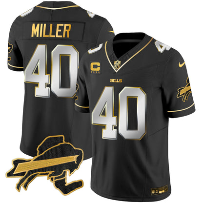 Men's Bills New York Patch Gold Vapor Limited Jersey - All Stitched