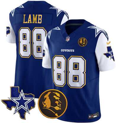 Men's Cowboys Texas & John Madden Patch Gold Trim Vapor Jersey - All Stitched