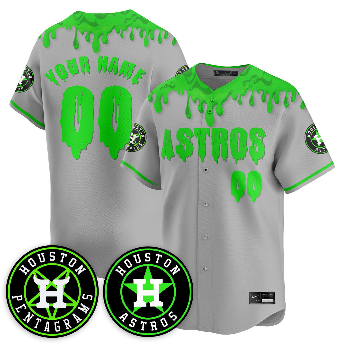 Custom HOU "Slime Night Special" Jersey - Stitched-DTD
