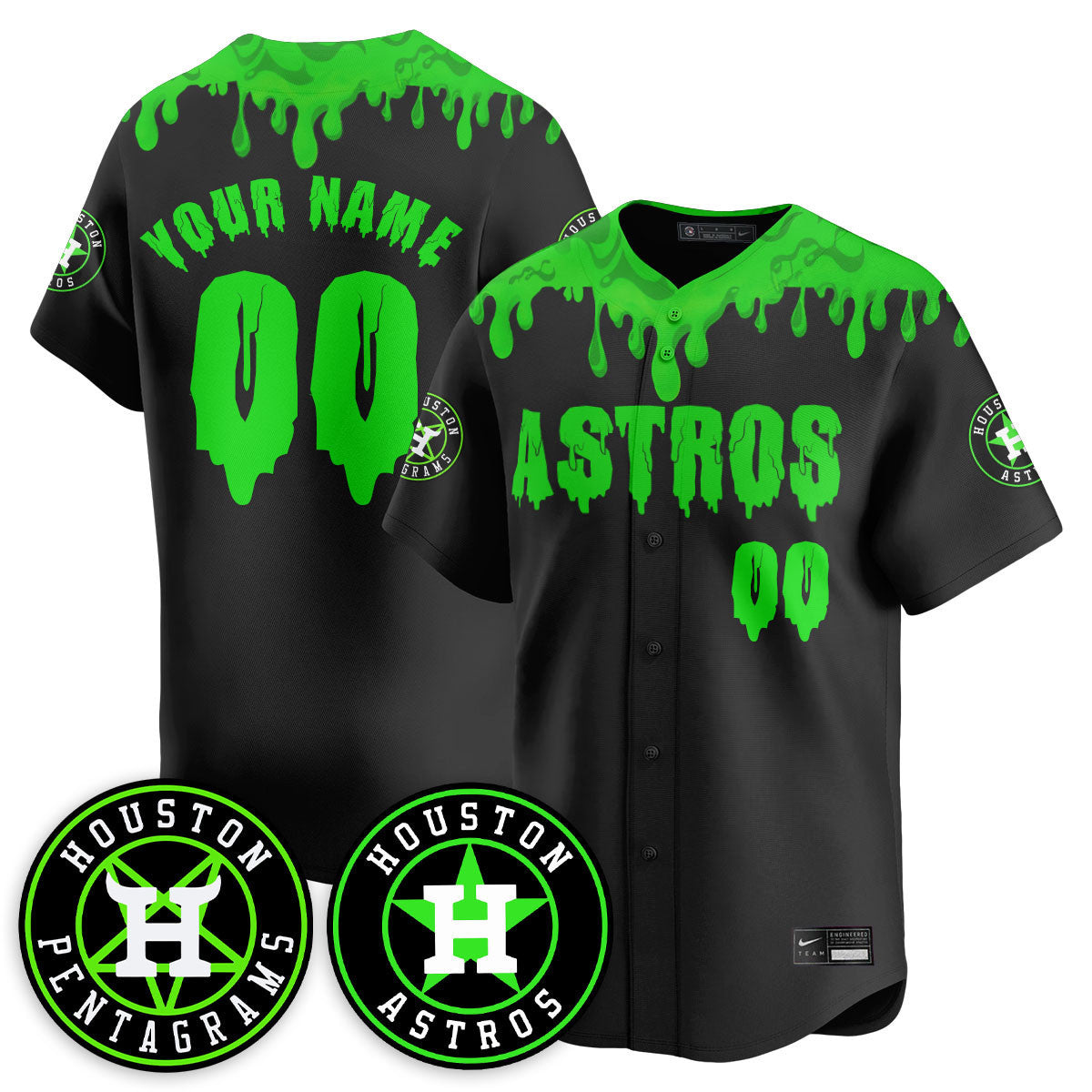 Custom HOU "Slime Night Special" Jersey - Stitched-DTD