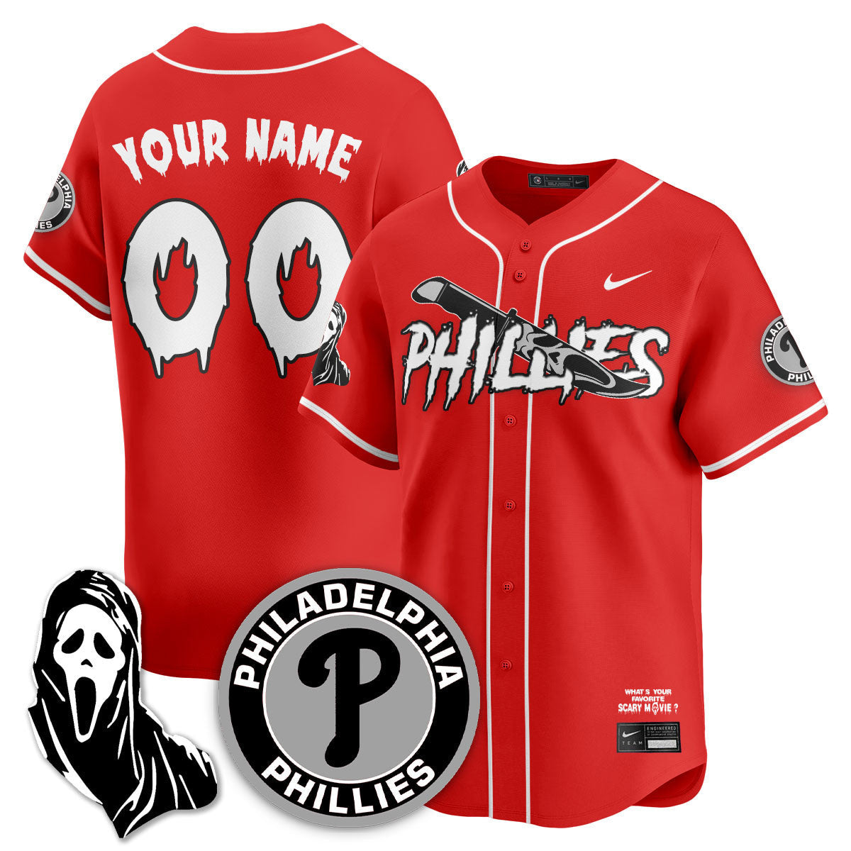 Custom PHI "Scream Ghostface" Jersey - Stitched-DTD