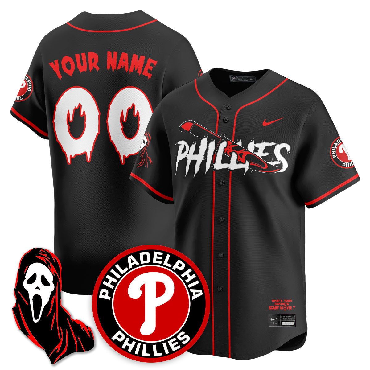Custom PHI "Scream Ghostface" Jersey - Stitched-DTD