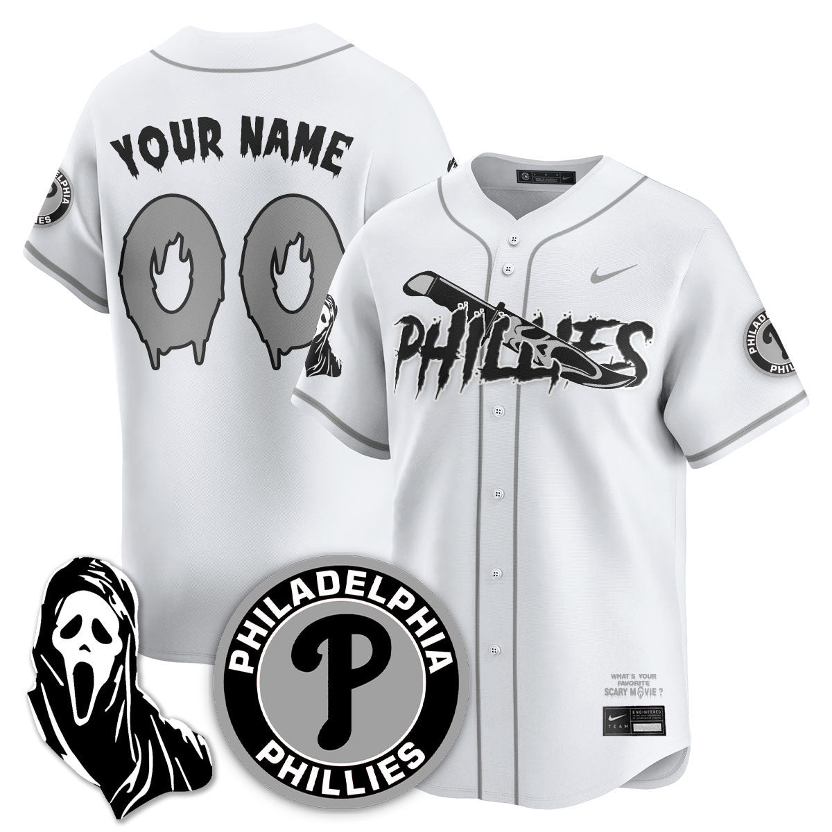Custom PHI "Scream Ghostface" Jersey - Stitched-DTD