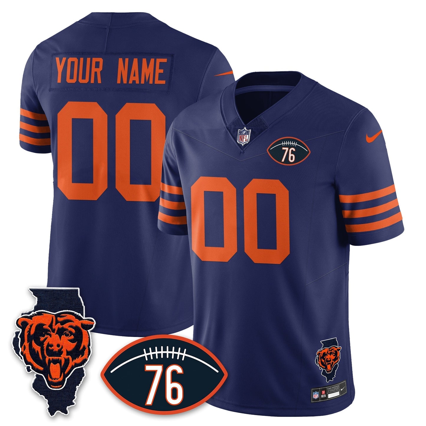 CHI Honor Steve McMichael Custom Jersey - All Stitched-DTD