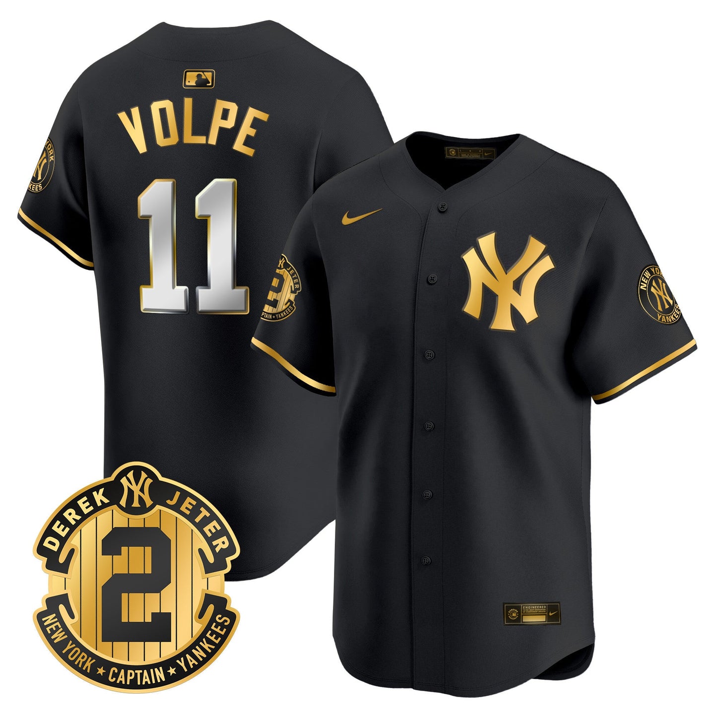 Men's Yankees Derek Jeter Patch Vapor Premier Limited Jersey - All Stitched