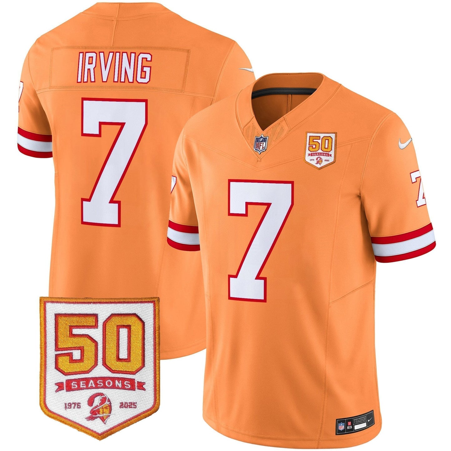 Men's Tampa Bay Buccaneers Throwback 50th Season Patch Vapor Limited Jersey - All Stitched