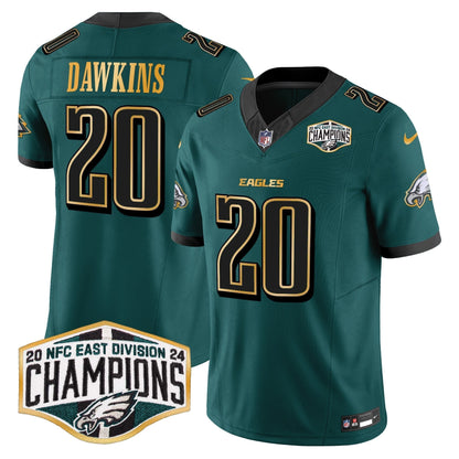 Eagles 2024 NFC East Division Champions Gold Trim Vapor Limited Jersey - All Stitched-DTD
