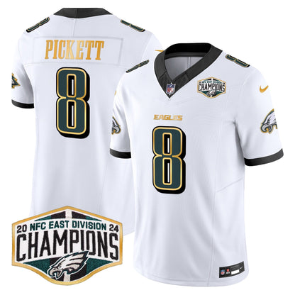 Eagles 2024 NFC East Division Champions Gold Trim Vapor Limited Jersey - All Stitched-DTD