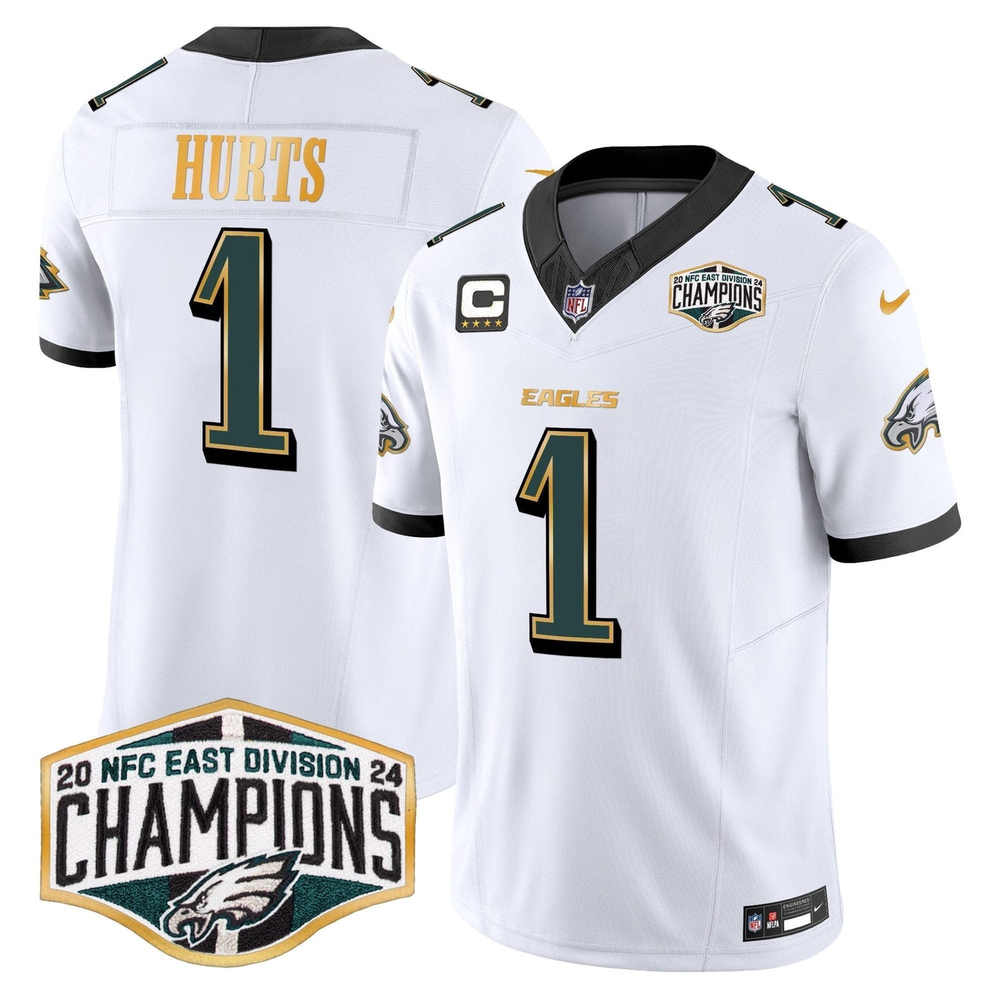 Eagles 2024 NFC East Division Champions Gold Trim Vapor Limited Jersey - All Stitched-DTD