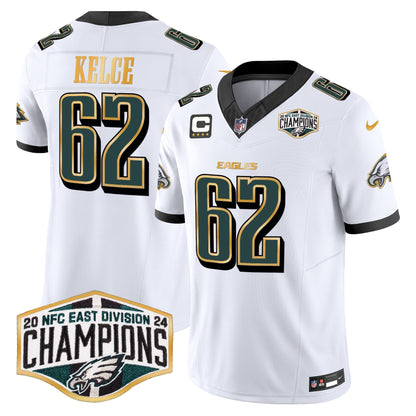 Eagles 2024 NFC East Division Champions Gold Trim Vapor Limited Jersey - All Stitched-DTD