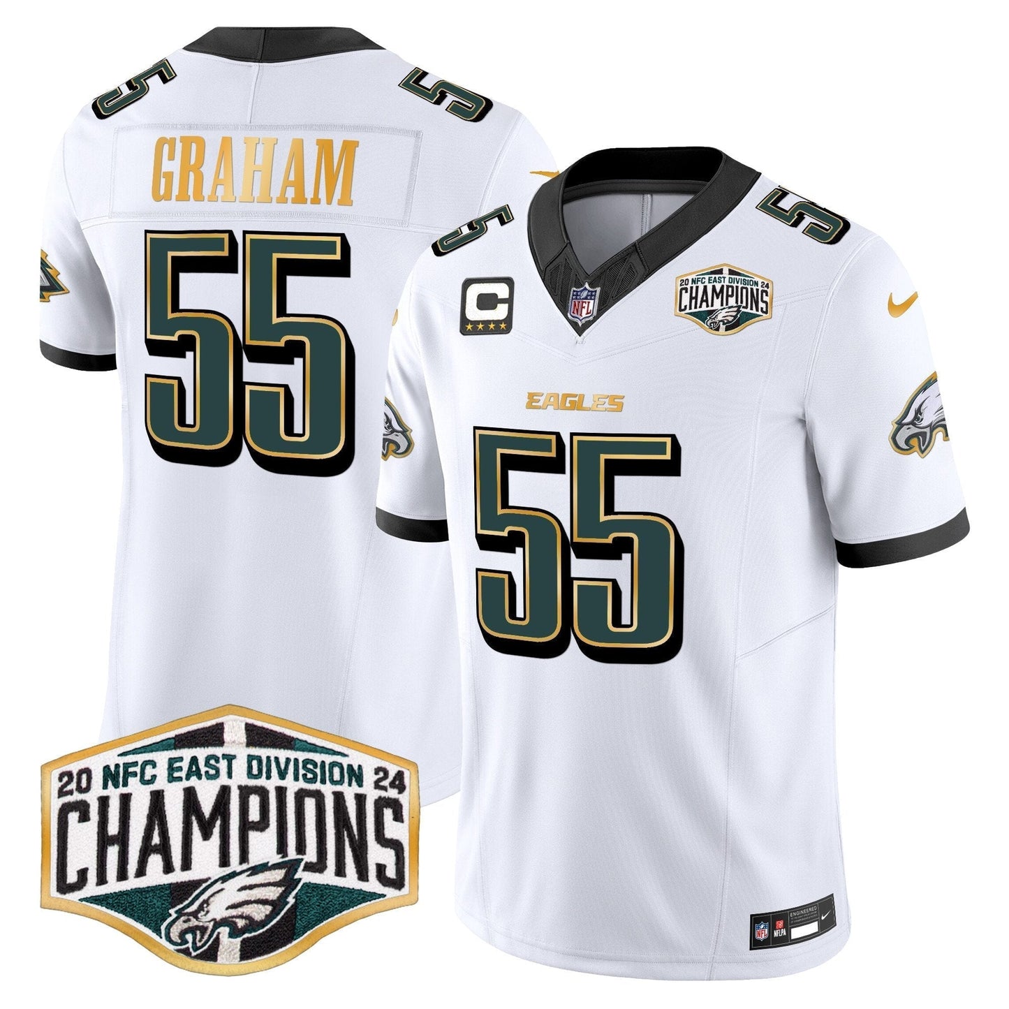 Eagles 2024 NFC East Division Champions Gold Trim Vapor Limited Jersey - All Stitched-DTD