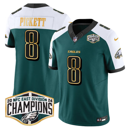 Eagles 2024 NFC East Division Champions Gold Trim Vapor Limited Jersey - All Stitched-DTD