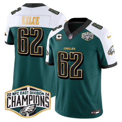 Eagles 2024 NFC East Division Champions Gold Trim Vapor Limited Jersey - All Stitched-DTD