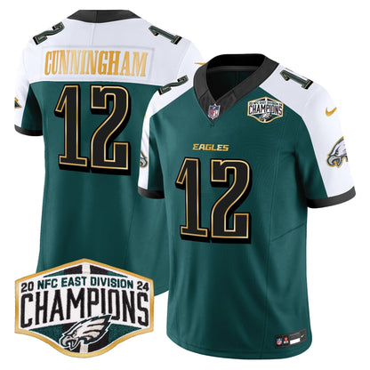 Eagles 2024 NFC East Division Champions Gold Trim Vapor Limited Jersey - All Stitched-DTD