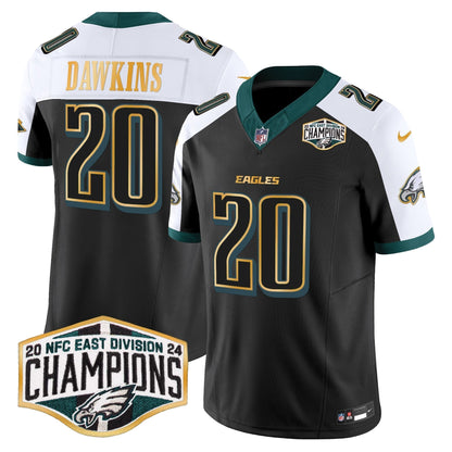 Eagles 2024 NFC East Division Champions Gold Trim Vapor Limited Jersey - All Stitched-DTD