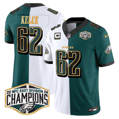Eagles 2024 NFC East Division Champions Gold Trim Vapor Limited Jersey - All Stitched-DTD