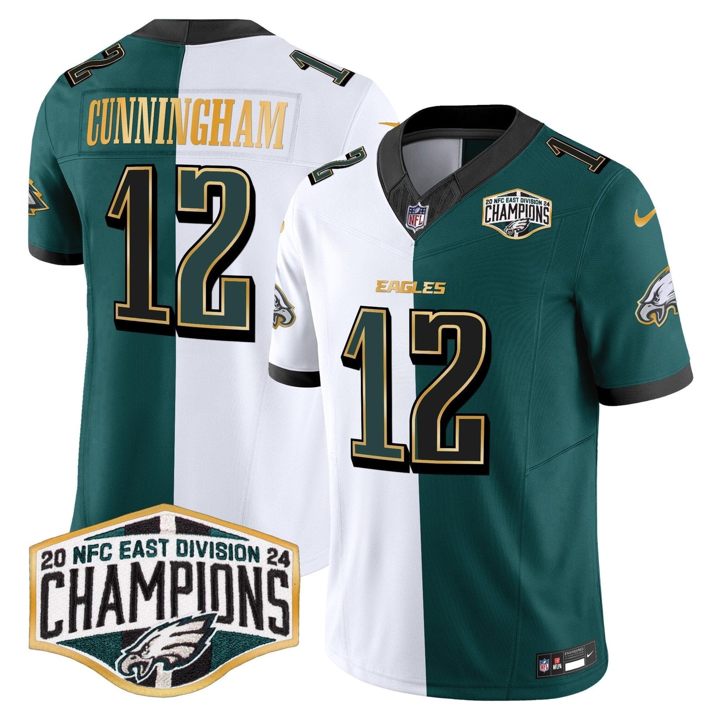 Eagles 2024 NFC East Division Champions Gold Trim Vapor Limited Jersey - All Stitched-DTD