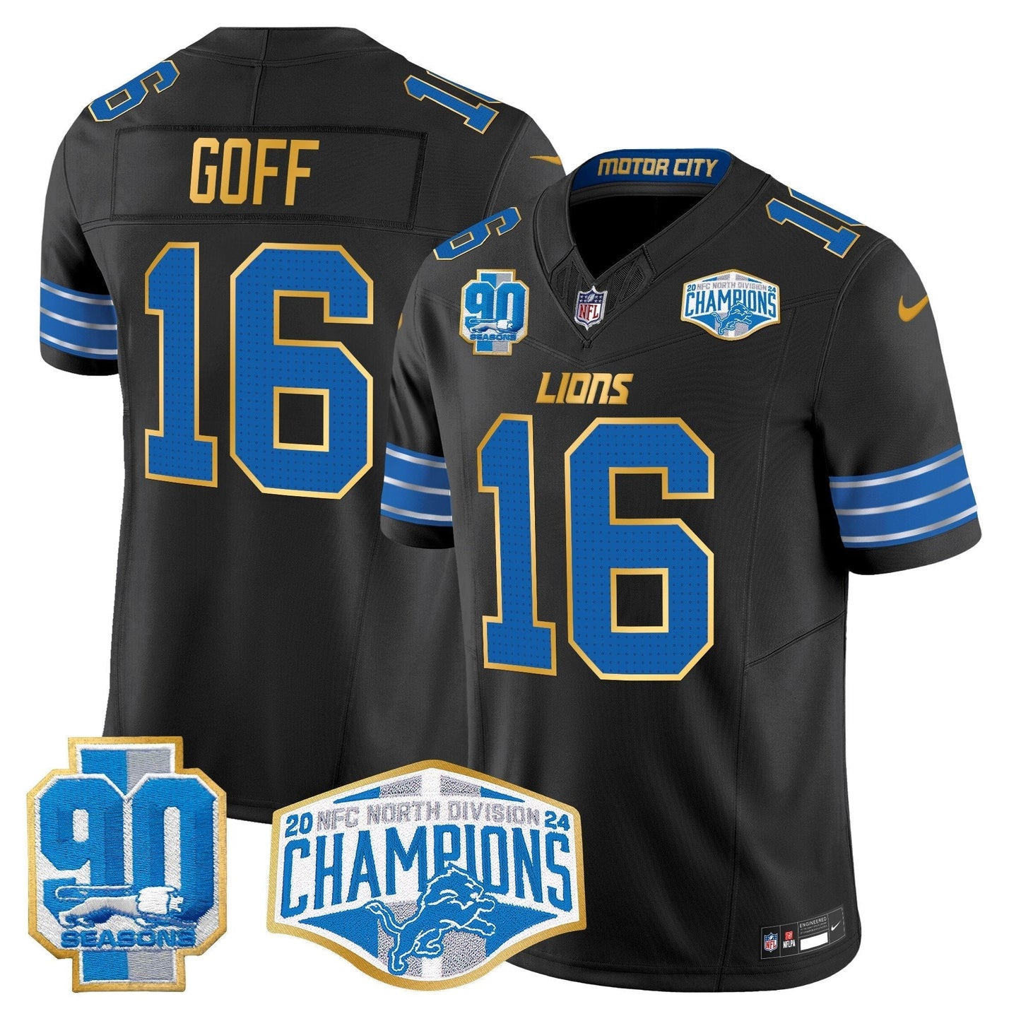 DET 2024 NFC North Division Champions Patch Gold Trim Vapor Limited Jersey - All Stitched-DTD