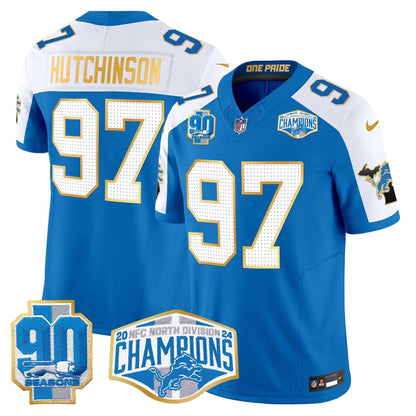 DET 2024 NFC North Division Champions Patch Gold Trim Vapor Limited Jersey - All Stitched-DTD