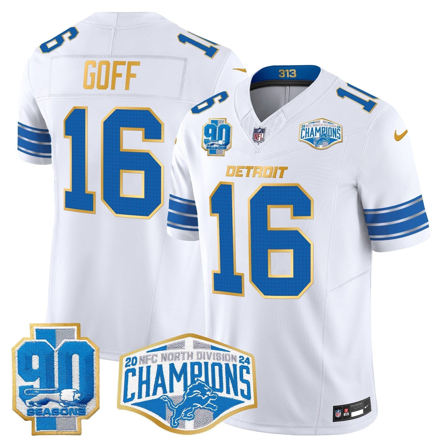 DET 2024 NFC North Division Champions Patch Gold Trim Vapor Limited Jersey - All Stitched-DTD