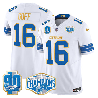 DET 2024 NFC North Division Champions Patch Gold Trim Vapor Limited Jersey - All Stitched-DTD