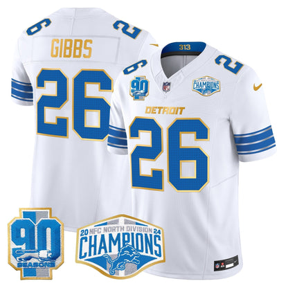 DET 2024 NFC North Division Champions Patch Gold Trim Vapor Limited Jersey - All Stitched-DTD
