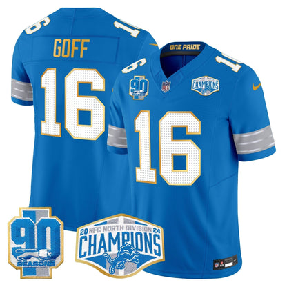DET 2024 NFC North Division Champions Patch Gold Trim Vapor Limited Jersey - All Stitched-DTD