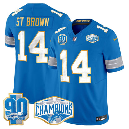 DET 2024 NFC North Division Champions Patch Gold Trim Vapor Limited Jersey - All Stitched-DTD