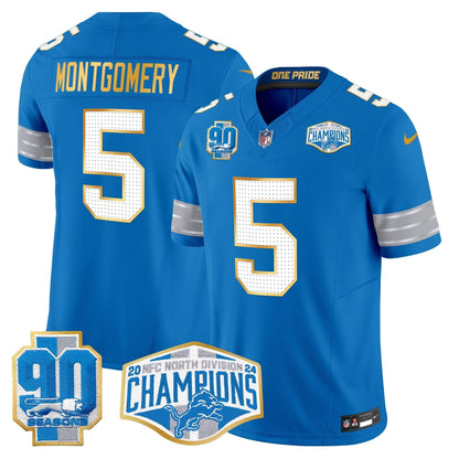 DET 2024 NFC North Division Champions Patch Gold Trim Vapor Limited Jersey - All Stitched-DTD
