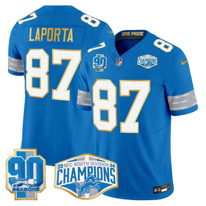 DET 2024 NFC North Division Champions Patch Gold Trim Vapor Limited Jersey - All Stitched-DTD