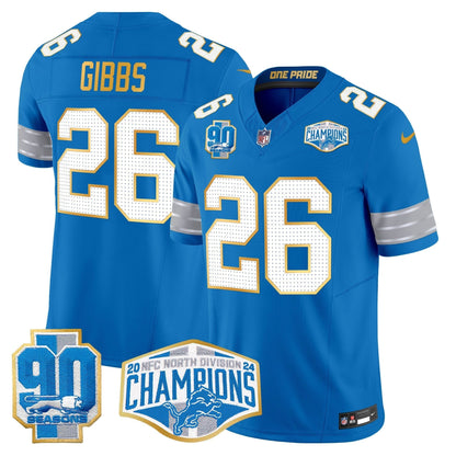 DET 2024 NFC North Division Champions Patch Gold Trim Vapor Limited Jersey - All Stitched-DTD
