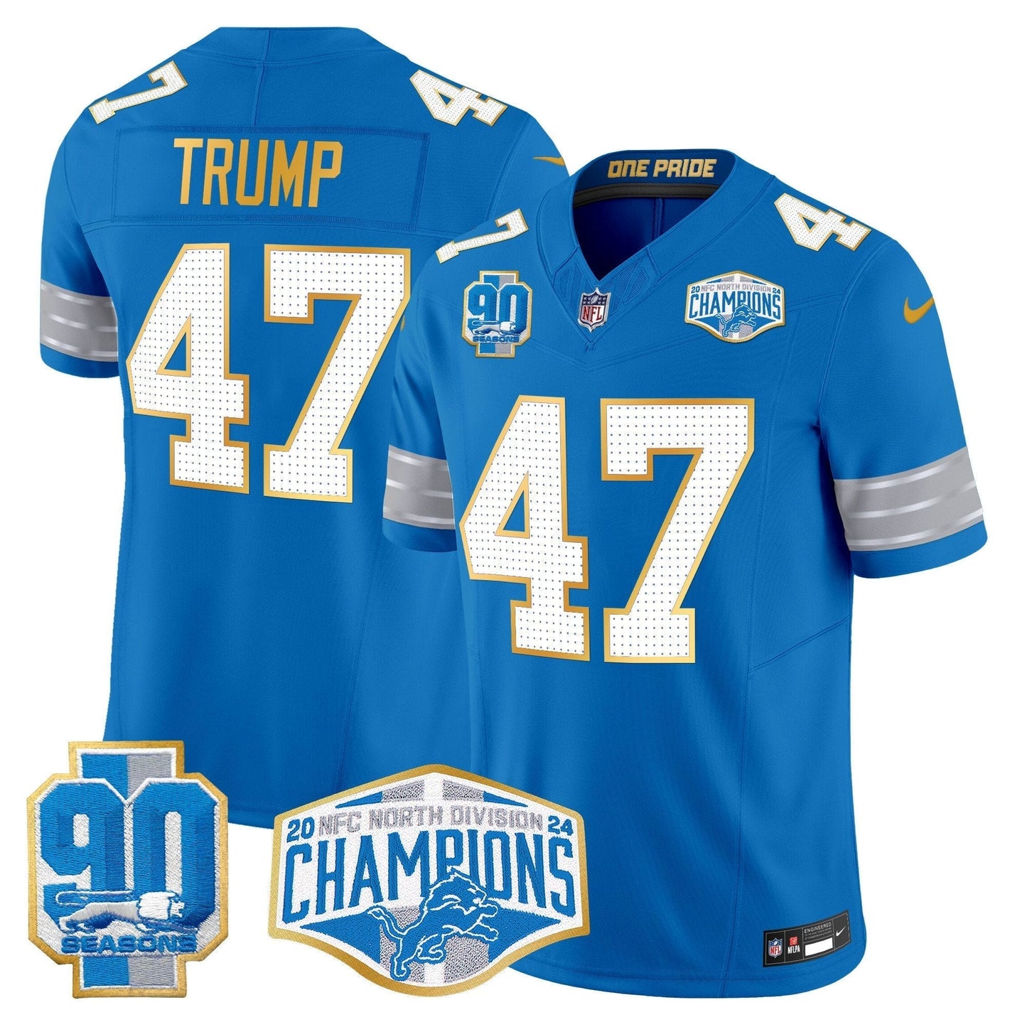 DET 2024 NFC North Division Champions Patch Gold Trim Vapor Limited Jersey - All Stitched-DTD