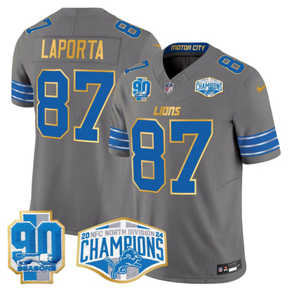 DET 2024 NFC North Division Champions Patch Gold Trim Vapor Limited Jersey - All Stitched-DTD