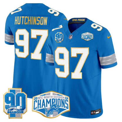DET 2024 NFC North Division Champions Patch Gold Trim Vapor Limited Jersey - All Stitched-DTD
