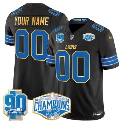 DET 2024 NFC North Division Champions Patch Gold Trim Vapor Limited Custom Jersey - All Stitched-DTD