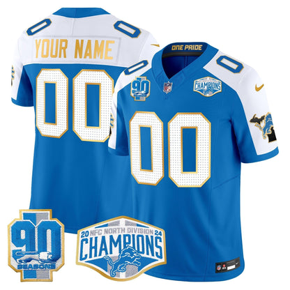 DET 2024 NFC North Division Champions Patch Gold Trim Vapor Limited Custom Jersey - All Stitched-DTD