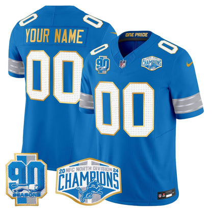 DET 2024 NFC North Division Champions Patch Gold Trim Vapor Limited Custom Jersey - All Stitched-DTD