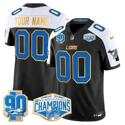 DET 2024 NFC North Division Champions Patch Gold Trim Vapor Limited Custom Jersey - All Stitched-DTD